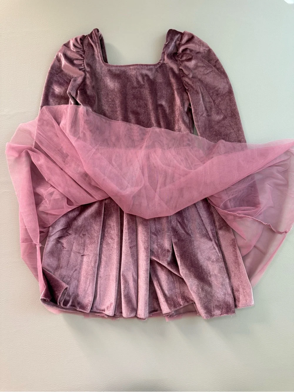 The Little Stocking Co Girls Purple Mauve Velvet Tulle Dress 7 Taylor Joelle